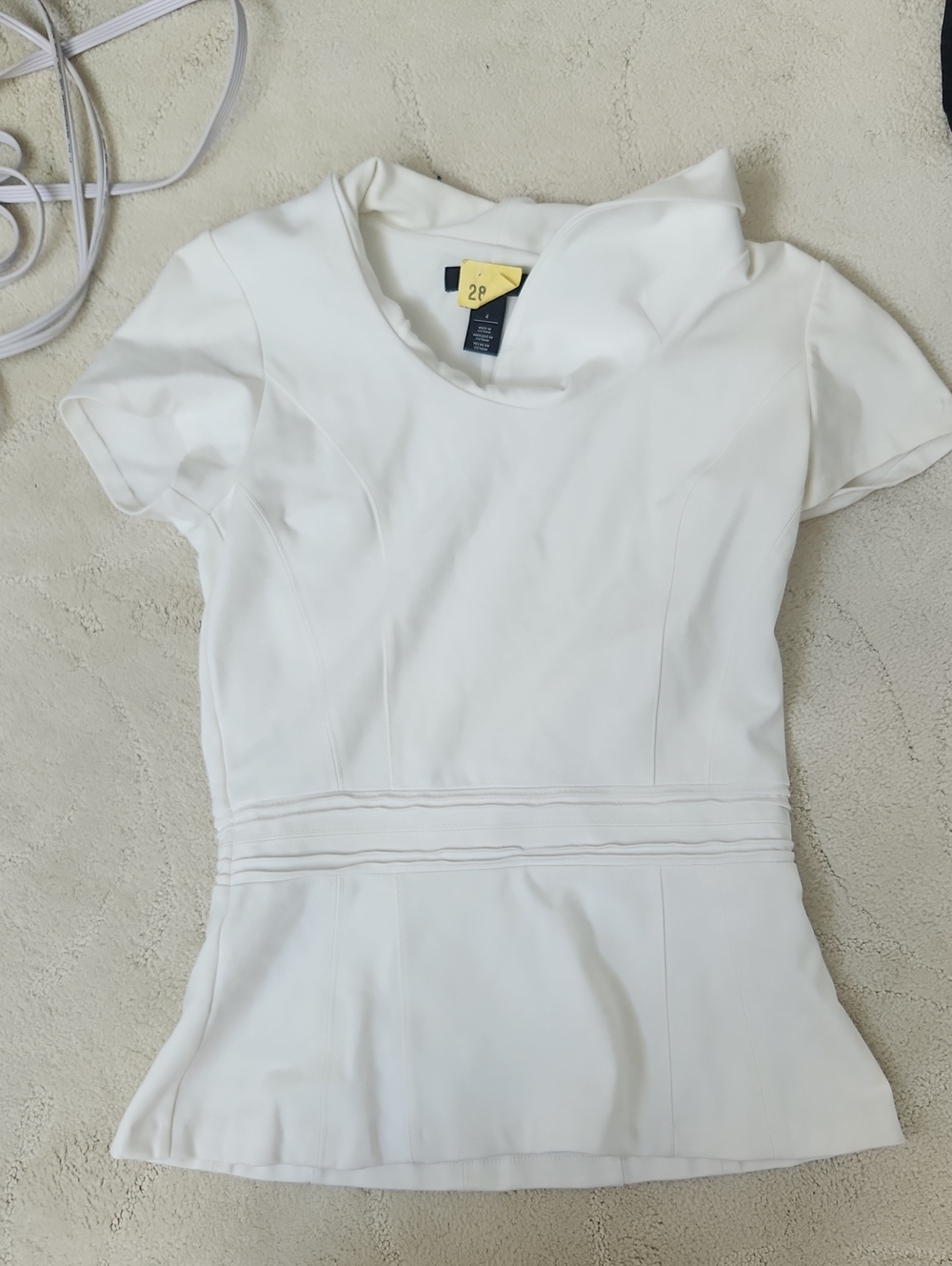 White House Black Market White Short Sleeve Peplum Top